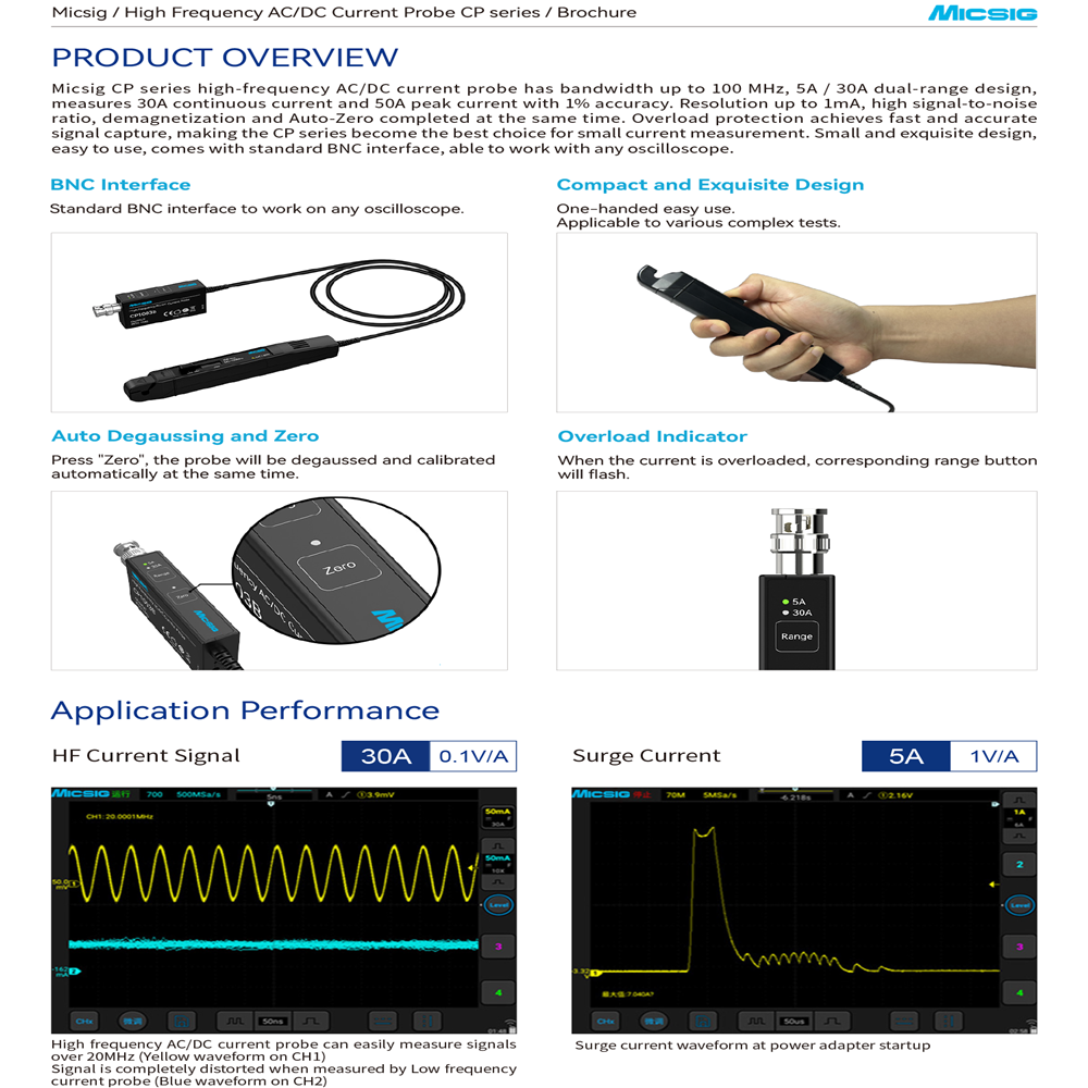 Micsig عالية التردد CP1003B CP - مراجعة Current Probe Ac Dc 50Mhz Oscilloscope وسعره